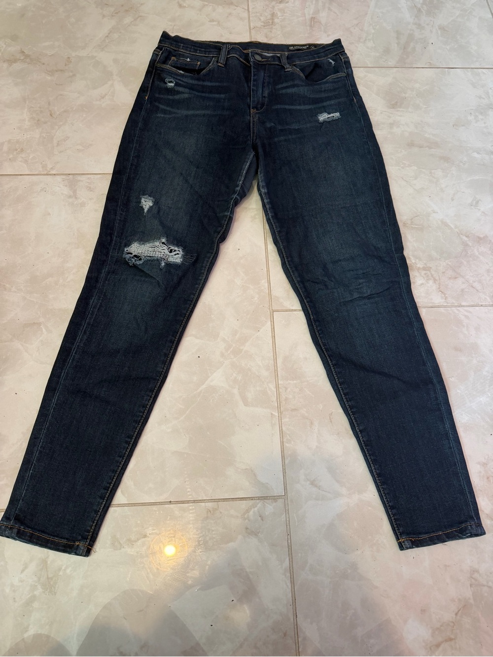 Blank NYC Dark Blue Distressed Skinny Jeans